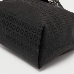 Pre Owned Fendi Black Zucca Canvas and Leather Hobo