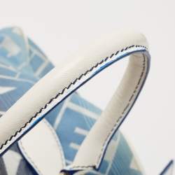 Fendi Blue/White Logo Print Canvas Boston Bag