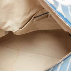 Fendi Blue/White Logo Print Canvas Boston Bag