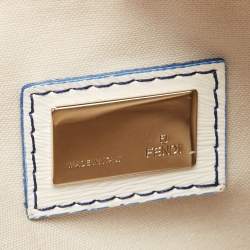 Fendi Blue/White Logo Print Canvas Boston Bag