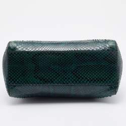 Pre Owned Fendi Green/Black Python Leather Mini Peekaboo Top Handle Bag