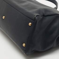 Pre Owned Fendi Dark Blue Leather Large Peekaboo Top Handle Bag