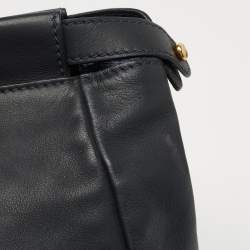 Pre Owned Fendi Dark Blue Leather Large Peekaboo Top Handle Bag