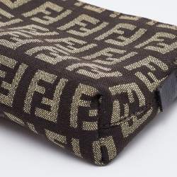 Pre Owned Fendi Beige/Brown Zucchino Canvas Zip Pouch