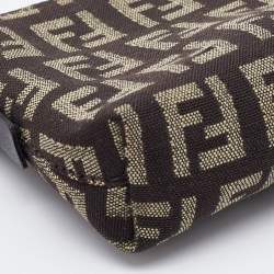 Pre Owned Fendi Beige/Brown Zucchino Canvas Zip Pouch