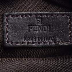 Pre Owned Fendi Beige/Brown Zucchino Canvas Zip Pouch