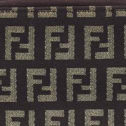 Pre Owned Fendi Beige/Brown Zucchino Canvas Zip Pouch