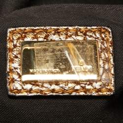 Pre Owned Fendi Gold Pebbled Leather Media Boston Bag