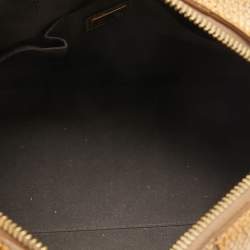 Pre Owned Fendi Gold Pebbled Leather Media Boston Bag