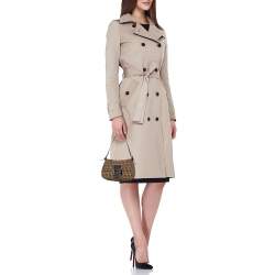 Fendi Brown Zucchino Canvas and Leather Baguette Bag