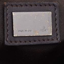 Fendi Brown Zucchino Canvas and Leather Baguette Bag