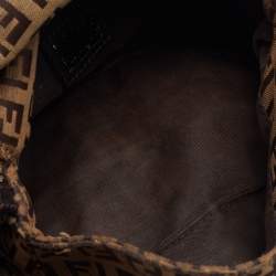 Fendi Brown Zucchino Canvas and Leather Baguette Bag