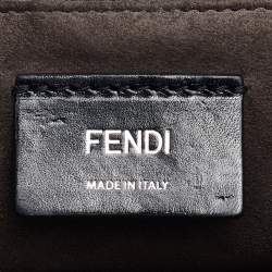 Pre Owned Fendi Silver/Brown Croc Embossed Patent Leather Small 2Jours Tote