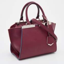 Pre Owned Fendi Burgundy Leather Mini 3Jours Tote