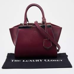 Pre Owned Fendi Burgundy Leather Mini 3Jours Tote