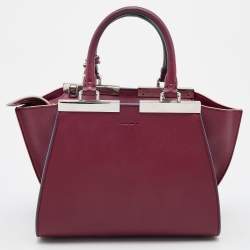 Pre Owned Fendi Burgundy Leather Mini 3Jours Tote