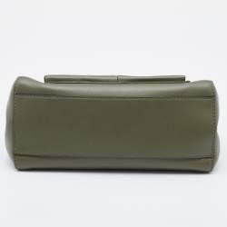 Pre Owned Fendi Olive Green Leather Mini Peekaboo Front Pocket Top Handle Bag