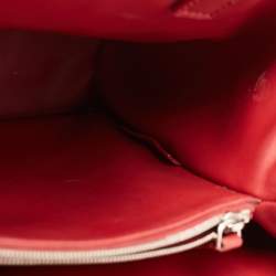 Pre Owned Fendi Red/Beige Raffia and Leather Mini Flowerland Embellished 2Jours Tote