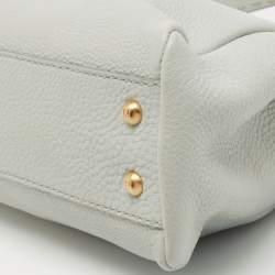 Pre Owned Fendi Light Blue Selleria Leather Made To Order Peekaboo Top Handle Bag