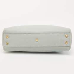 Pre Owned Fendi Light Blue Selleria Leather Made To Order Peekaboo Top Handle Bag