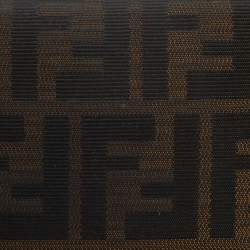 Pre Owned Fendi Tobacco Zucca Canvas and Leather Flap Continental Wallet