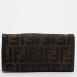Pre Owned Fendi Tobacco Zucca Canvas and Leather Flap Continental Wallet