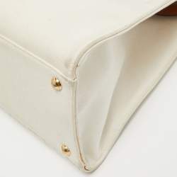 Pre Owned Fendi Brown/Off White FF Embroidery Canvas Medium X Shopper Tote