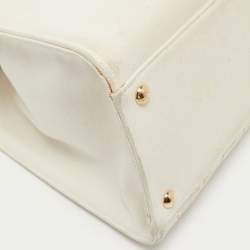 Pre Owned Fendi Brown/Off White FF Embroidery Canvas Medium X Shopper Tote