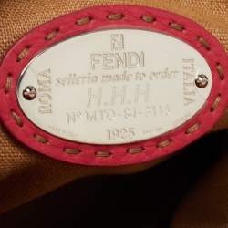 Pre Owned Fendi Coral Selleria Leather Large Peekaboo Top Handle Bag
