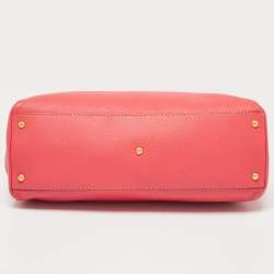 Pre Owned Fendi Coral Selleria Leather Large Peekaboo Top Handle Bag