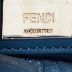 Pre Owned Fendi Blue Leather Pettit 2jours Tote