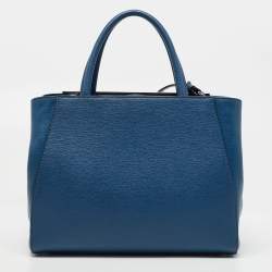 Pre Owned Fendi Blue Leather Pettit 2jours Tote