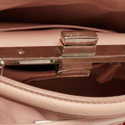 Pre Owned Fendi Light Pink Leather Mini Peekaboo Studded Top Handle Bag