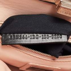 Pre Owned Fendi Light Pink Leather Mini Peekaboo Studded Top Handle Bag