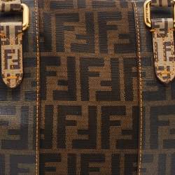 Pre Owned Fendi Brown Zucca Canvas and Coated Canvas Boston Bag