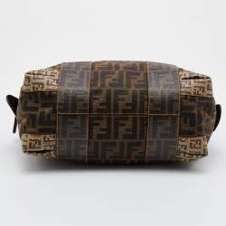 Pre Owned Fendi Brown Zucca Canvas and Coated Canvas Boston Bag
