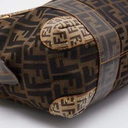 Pre Owned Fendi Brown Zucca Canvas and Coated Canvas Boston Bag