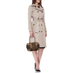 Pre Owned Fendi Brown Zucca Canvas and Coated Canvas Boston Bag