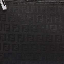 Pre Owned Fendi Black Zucchino Canvas and Leather Small Hobo