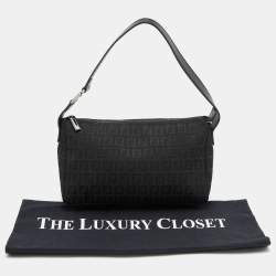 Pre Owned Fendi Black Zucchino Canvas and Leather Small Hobo