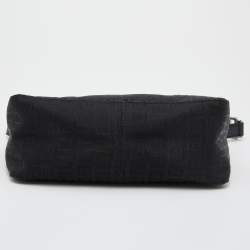 Pre Owned Fendi Black Zucchino Canvas and Leather Small Hobo