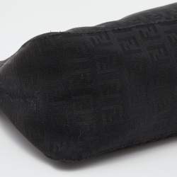 Pre Owned Fendi Black Zucchino Canvas and Leather Small Hobo