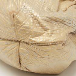 Pre Owned Fendi Metallic Gold Textured Leather Spy Hobo