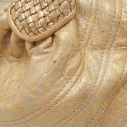Pre Owned Fendi Metallic Gold Textured Leather Spy Hobo