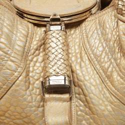 Pre Owned Fendi Metallic Gold Textured Leather Spy Hobo