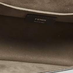 Pre Owned Fendi Grey Leather Kan I F Logo Shoulder Bag