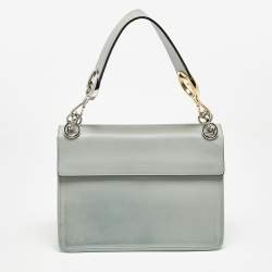 Pre Owned Fendi Grey Leather Kan I F Logo Shoulder Bag