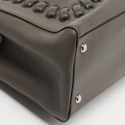 Pre Owned Fendi Dark Grey Leather Dotcom Top Handle Bag