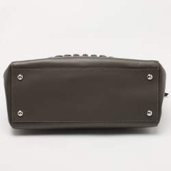 Pre Owned Fendi Dark Grey Leather Dotcom Top Handle Bag