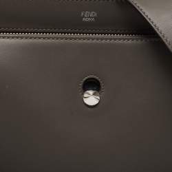 Pre Owned Fendi Dark Grey Leather Dotcom Top Handle Bag